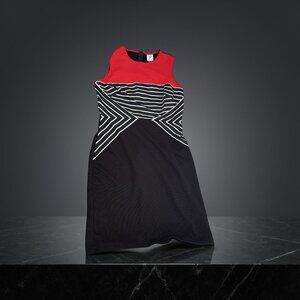 NWOT Julia Jordan Striped Black/Red Colorblock Dress, size 12